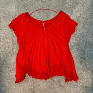 Free people bright red flowy top